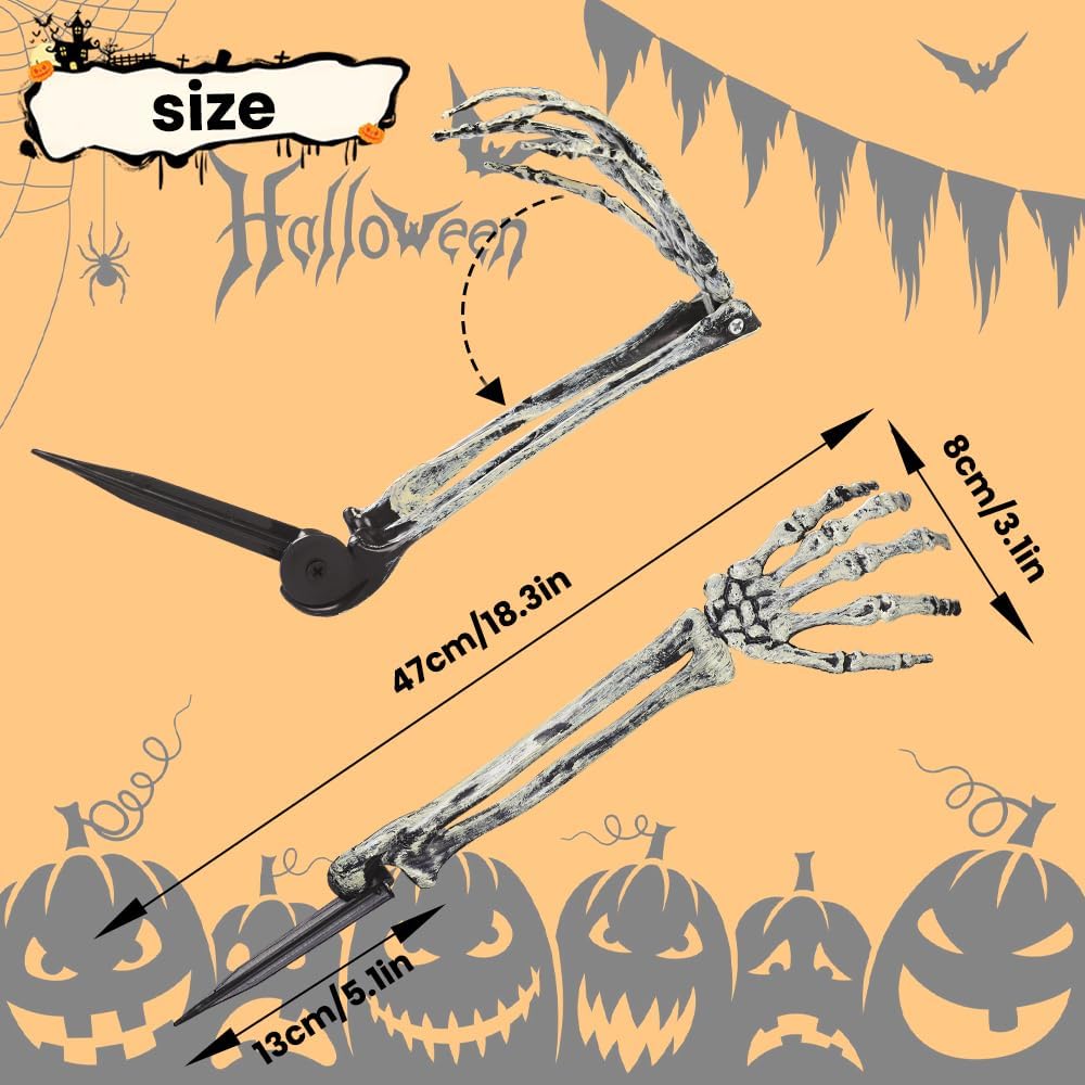 DIYDEC 6PCS Halloween Skeleton Arm Gray Hands Stakes for Outoor Decor