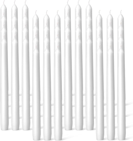 Everymoment White Taper Candles - 48 Pack 10 Inch Candlesticks - Dripless & Smokeless for 8 Hours - Unscented Paraffin Wax - Perfect for Wedding Christmas Halloween Holiday Dinner Table & Home Decor