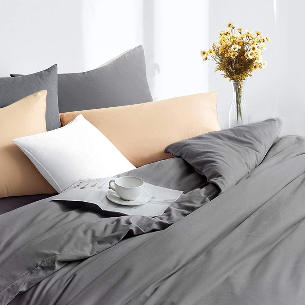 FLXXIE 2-Pack Microfiber Queen Pillow Cases, Envelope Closure, Dark Grey