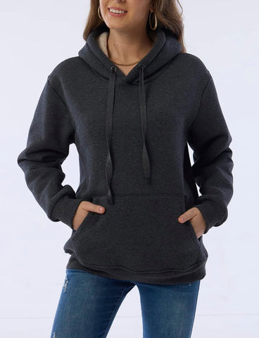 Womens Winter Hoodies Warm Fleece Sherpa Lined Pullover Hooded Sweatshirt