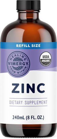 VIMERGY Liquid Zinc 7.5mg, Organic Immune Support, 120 Servings, 240 mL