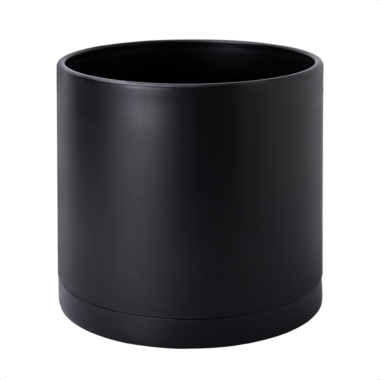 D'vine Dev Plastic Planter Pot with Saucer, 12 in, Black, 74-X-B-3