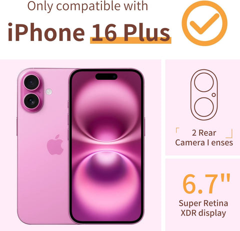 for iPhone 16 Plus Case with Screen Protector, Clear Floral Case