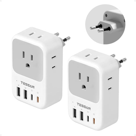 TESSAN European Travel Plug Adapter 2 Pack, PD 20W Adapter for Europe Plug