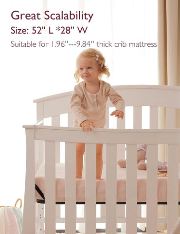 Momcozy Crib Sheets 52"x28", 2 Pack Muslin Crib Sheets for Baby Nursery