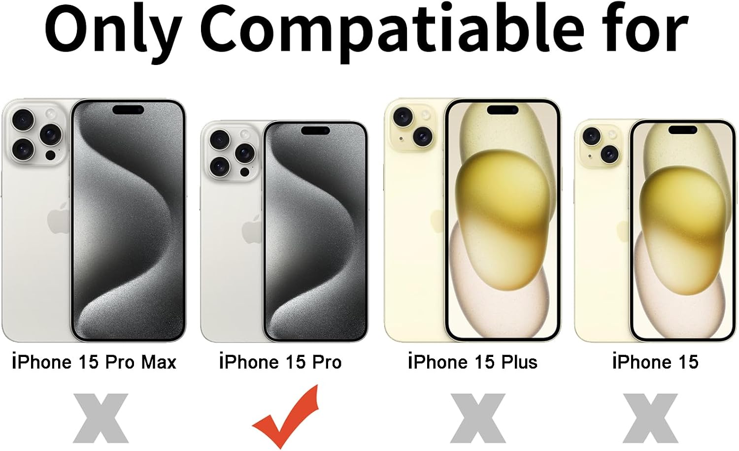 TENOC Phone Case Compatible with iPhone 15 Pro, Clear Case Shockproof Protective Bumper Slim Cover for 6.1 Inch