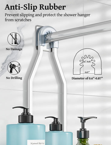 YASONIC Never Rust Shower Caddy Hanging, Aluminum Shower Racks for Inside Shower, 3-Tier Shower Organizer Hanging Over Shower Head with Hooks and Soap Holder, Silver