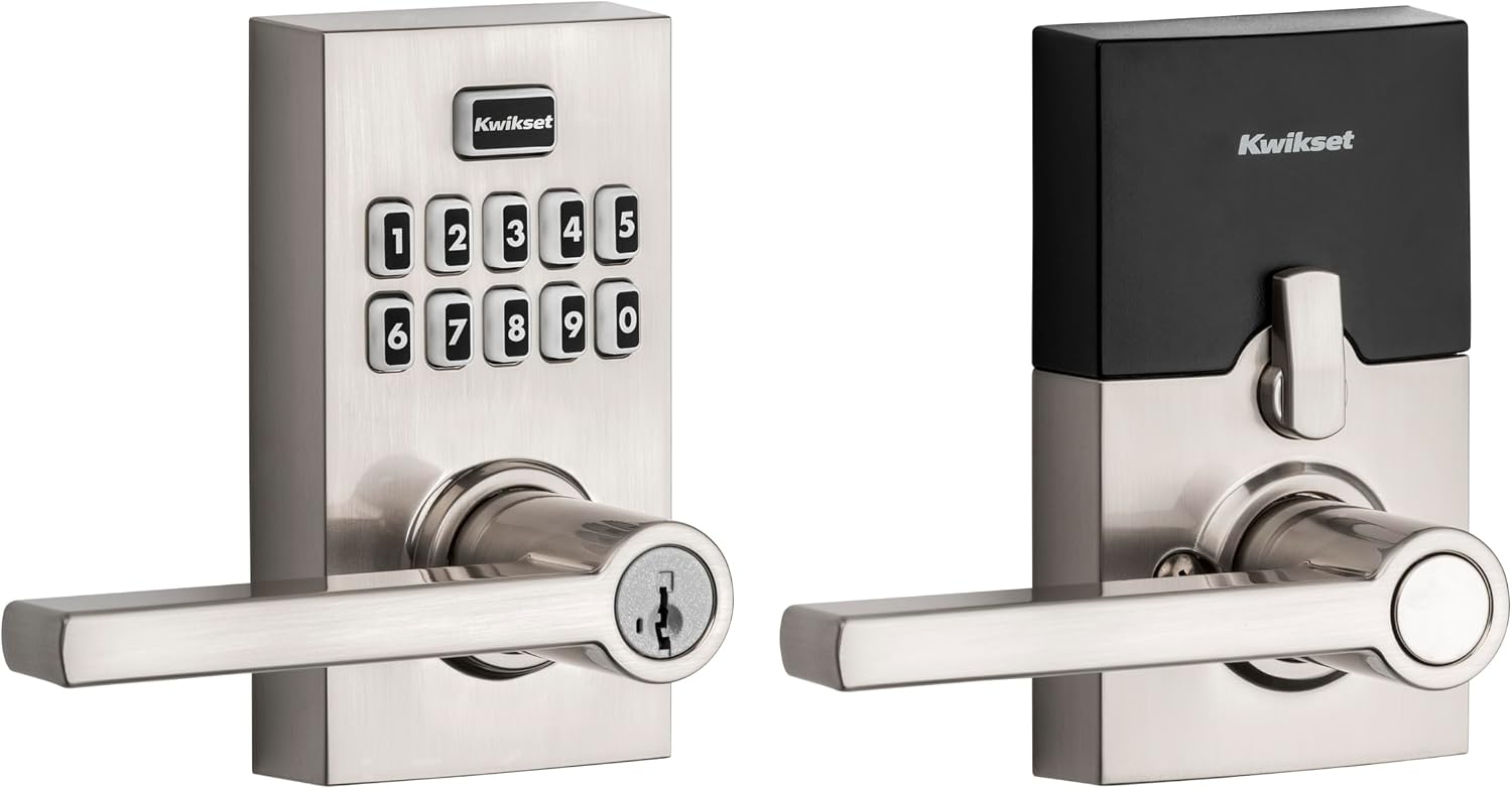 Kwikset 917HFL-15S Smartcode Keypad Electronic with Halifax Lever SmartKey with 6AL Latch and RCS Strike Satin Nickel Finish
