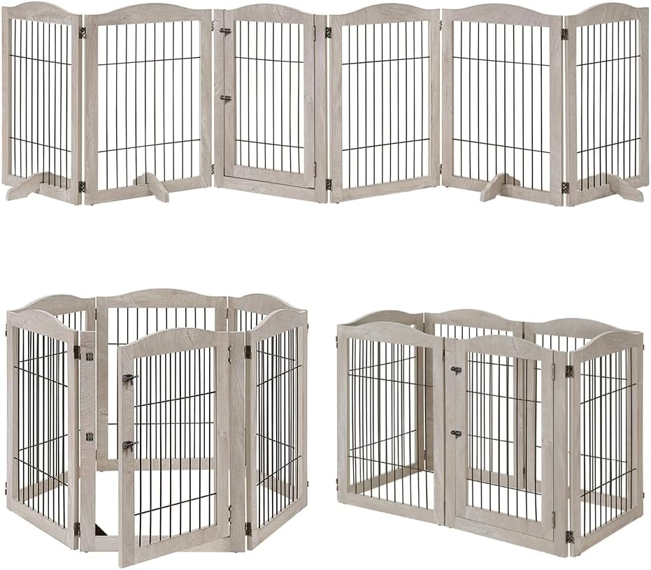 unipaws 132" Extra Wide Dog Gate and Pet Playpen with Walk Through Door