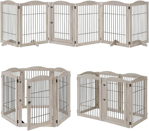 unipaws 132" Extra Wide Dog Gate and Pet Playpen with Walk Through Door