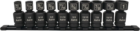 Astro Pneumatic Tool 78244 11Piece 1/2" Drive Nano Pinless Universal Impact Sockets - Metric