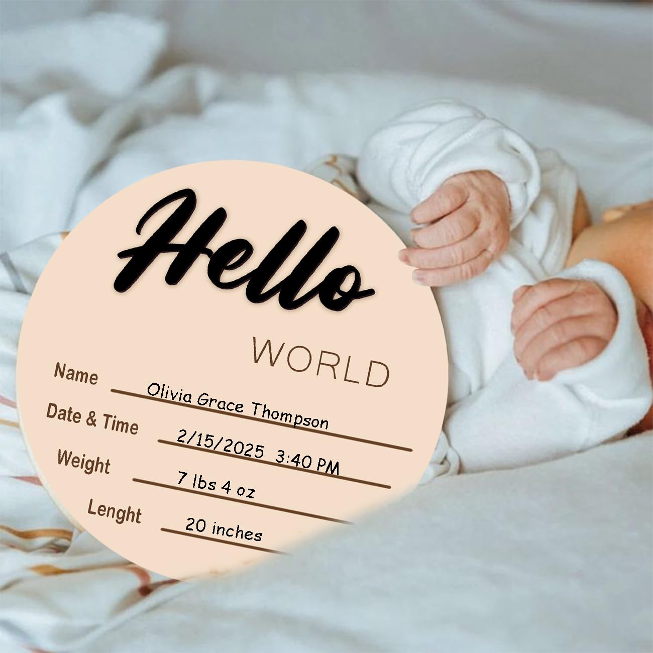 Monthly Baby Milestone Maker Discs, Baby Milestone Signs for Newborn Baby, Hello World Newborn Sign for Girl & Boy, Baby Announcement Sign for 1-12 Month, Milestone Wooden Circles (Sage) (Black)