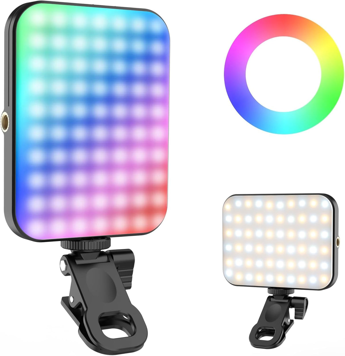 Portable Selfie Light for iPhone: Rechargeable Phone Fill Lights, Ring Light for Camera Picture, Makeup Photo, Video Conferences, Laptop Use, Zoom Meetings, TikTok, Vlog Photography Magnetic RGB