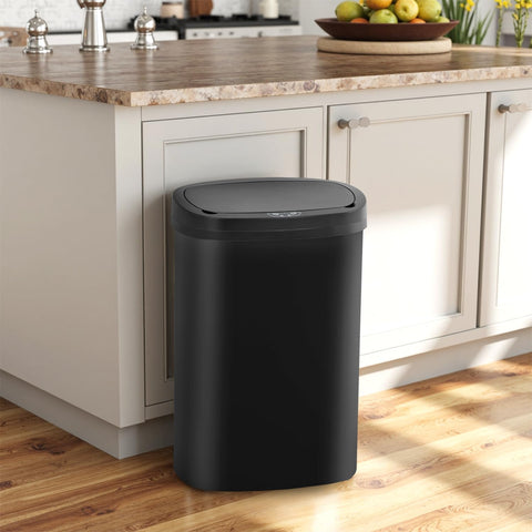 BestOffice | 13 Gallon Plastic Trash Can with Lid | Dark Black