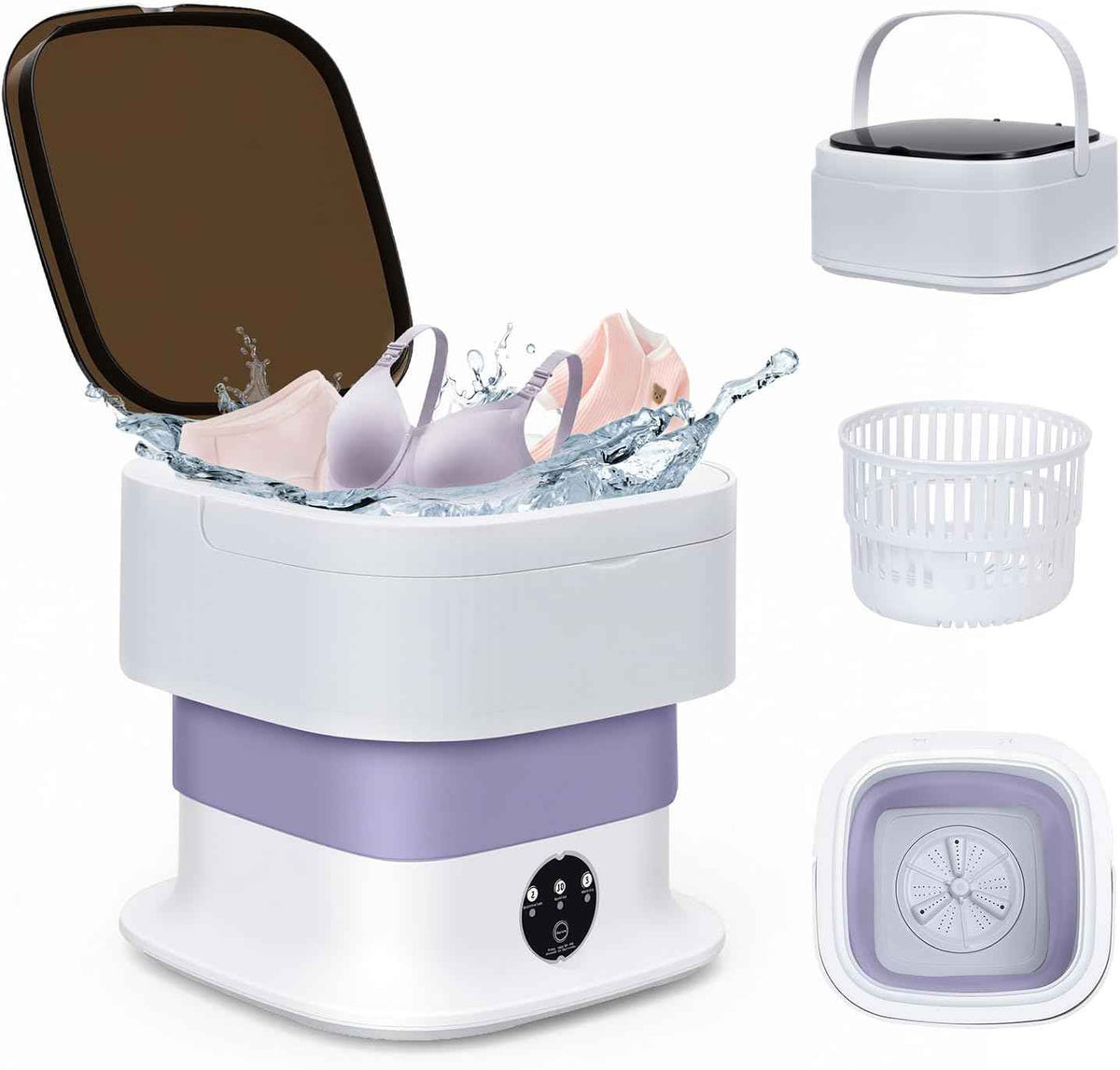 Portable Clothes Washing Machines,16L Foldable Mini Laundry Machine with Spinner Basket,3 Cleaning Modes for Small Baby, Underwear, Socks,Ideal for Home,Travel,Dorms,Camping,Hotel and Apartment BZ