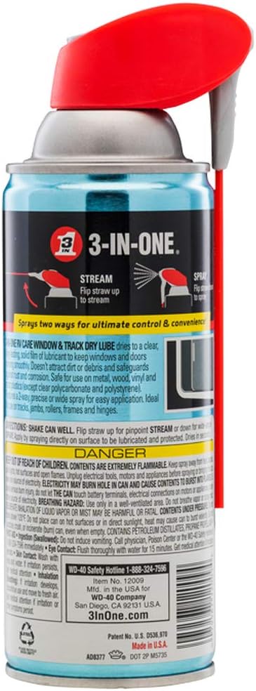 3-IN-ONE RVcare Window & Track Dry Lube with SMART STRAW SPRAYS 2 WAYS, 10 OZ