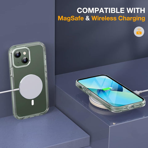Miracase for iPhone 13 Case 6.1",Built-in Glass Screen Protector,Clear