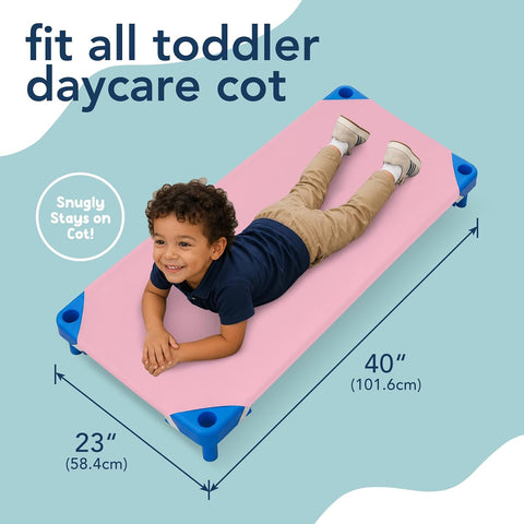 Comfyanno Cot Sheets for Daycare Toddler Size - Fits 23" x 40" Cot, 2 Pack, Daycare Essentials, Soft & Comfortable Fitted Cot Cover, for Preschool Kids/Girls Nap Time, Brushed Microfiber - Pink