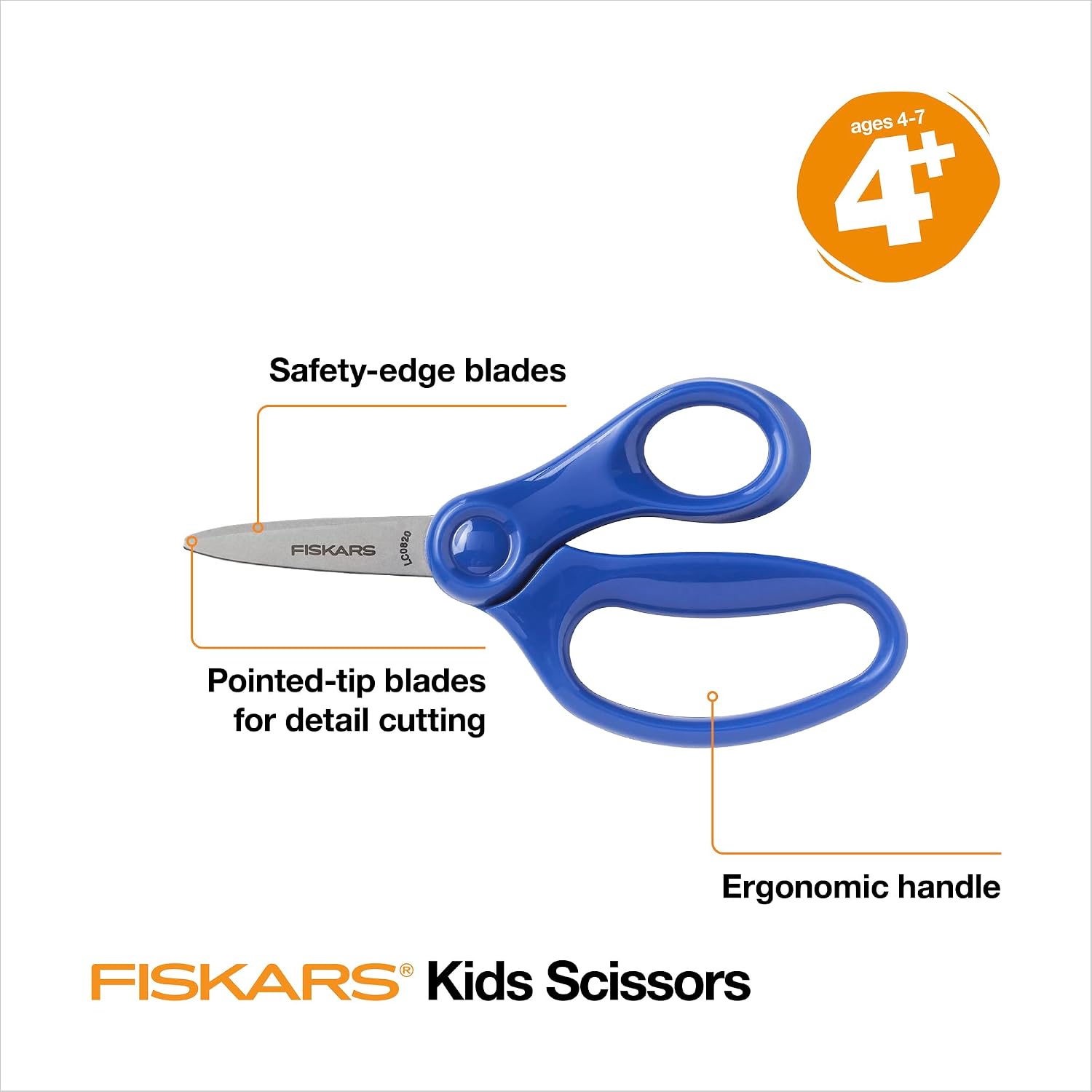 Fiskars 5" Pointed-Tip Kids Scissors, Age 4-7, Red, Blue, Turquoise, 3-Pack