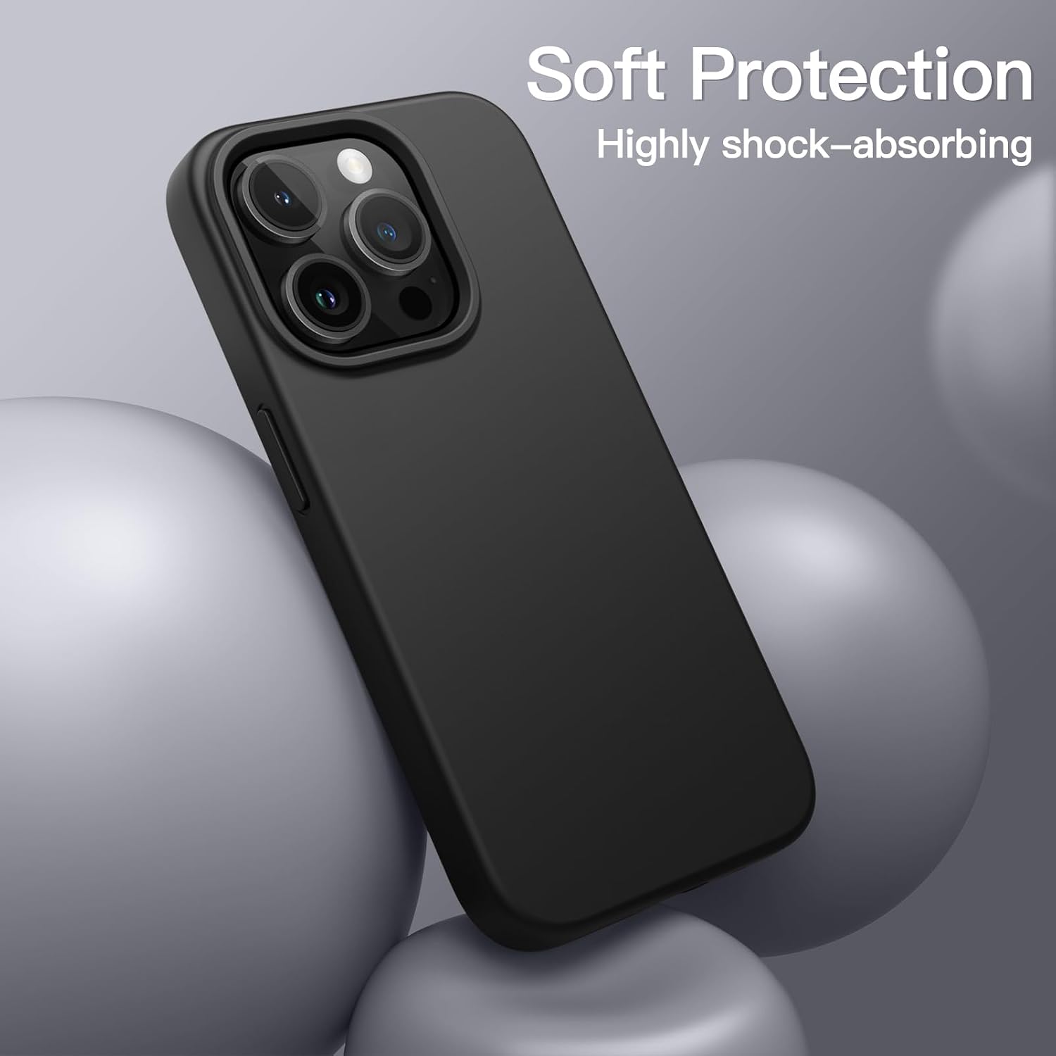 JETech Silicone Case for iPhone 15 Pro Max, Black