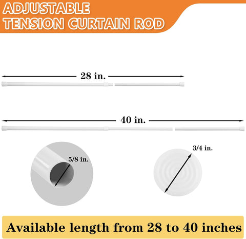 KXLife 2 Pcs Spring Tension Curtain Rod Adjustable 28 to 40 Inches, White
