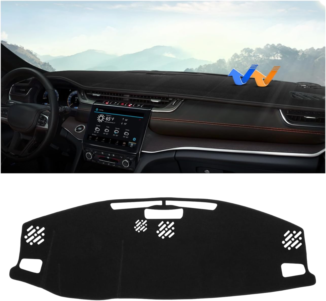 Autorder Dashboard Cover Mat for Jeep Grand Cherokee 4XE 2022-2025 2026 Accessories Dash Cover Upgrade Velvet Dash Mat Sunshade Glare UV Rays Protector