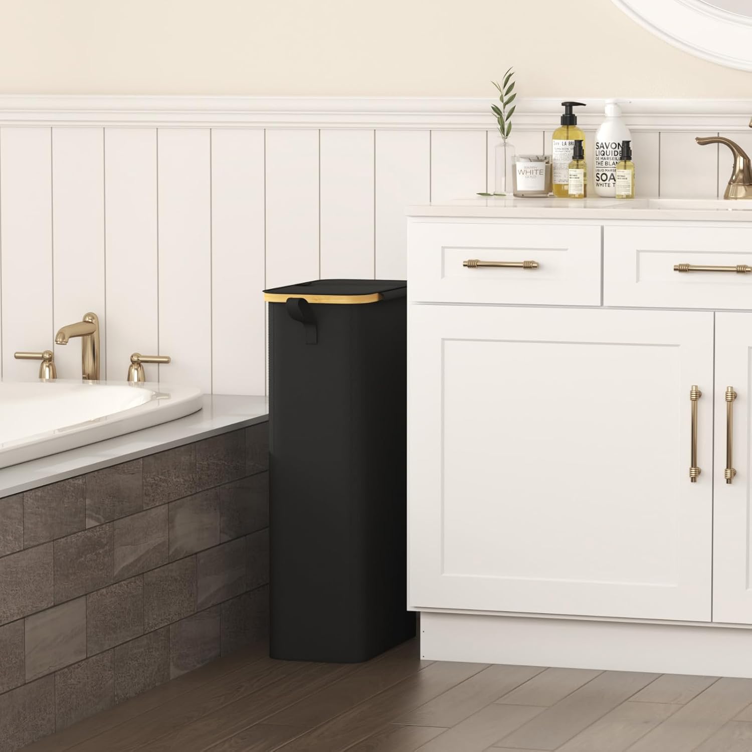 Lifewit 65L Slim Laundry Hamper with Lid and Removable Bag, Black