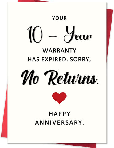 10th Anniversary Card, 10 Year Anniversary Card Gifts for Him Her