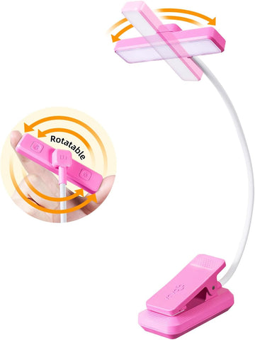 VAVOFO 24 LEDs Rotatable Book Light, Rechargeable Clip Reading Lamp, Rose