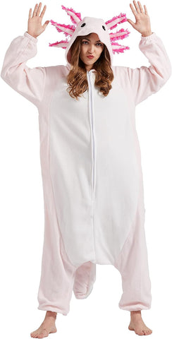 DELEY Unisex Axolotl Costume Adult Onesie Halloween Cosplay Costumes