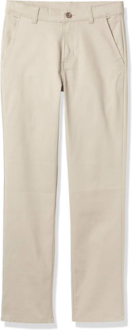Nautica Boys' School Uniform Twill Chino Pants, Flat Front, Comfortable Waistband with Zip Closure & Stretch