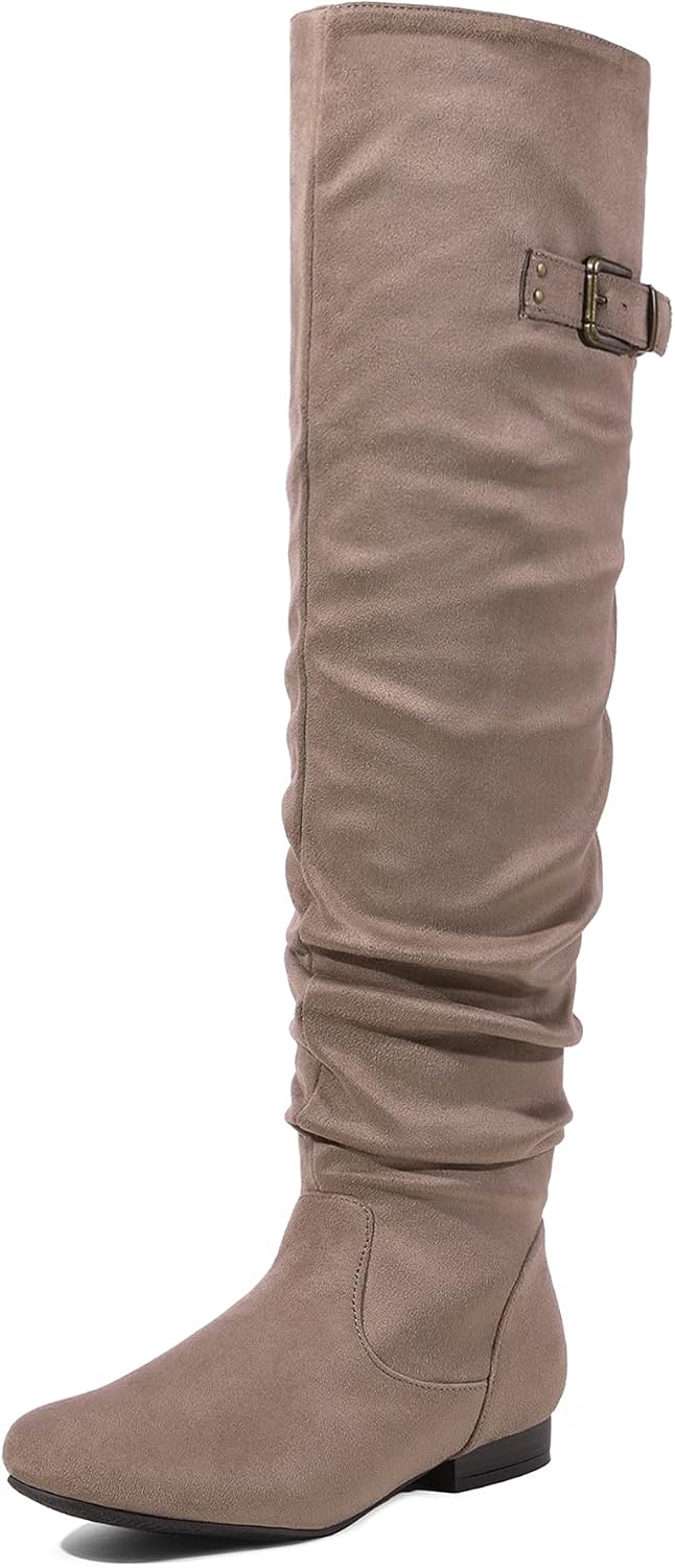 DREAM PAIRS Women's Over The Knee Flats Slouch Thigh Boots