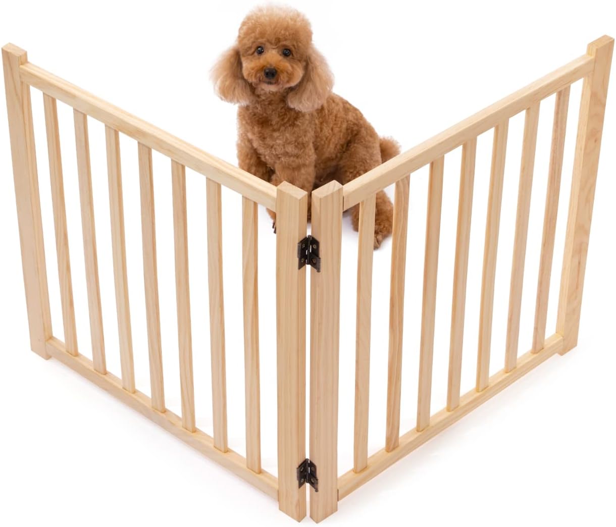 YOCAN Non-Painted Wood Freestanding Pet Gate for Dogs-2 Panel H:23”