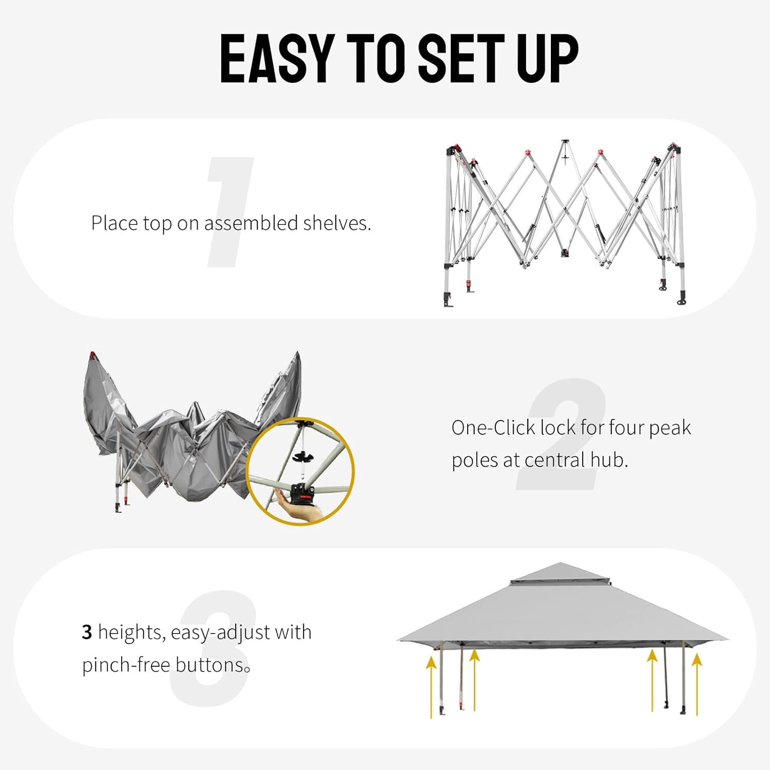 CROWN SHADES 11x11 Pop Up Gazebo, Outdoor Canopy Tent, Gray