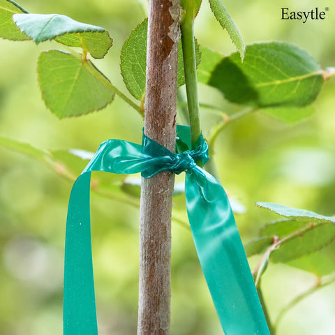 Easytle 2 Pack x 150 ft Stretch Tie Tape Roll, 1/2" Garden Tie Tape, Thick Sturdy Plant Ribbon Garden Green Vinyl Stake Gardening Tools for Indoor Outdoor Patio Plant Use