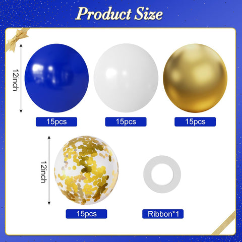 Royal Blue Gold White Balloons for Wedding Graduation Birthday Decorations