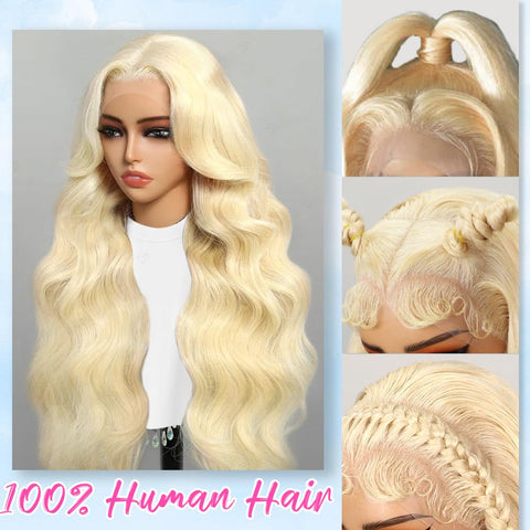JINNOO 30 Inch 613 13x6 Lace Front Wig Human Hair 200 Density Blonde Wig Human Hair 613 HD Lace Frontal Wig Body Wave Lace Front Wig Pre Plucked Glueless Blonde Wigs