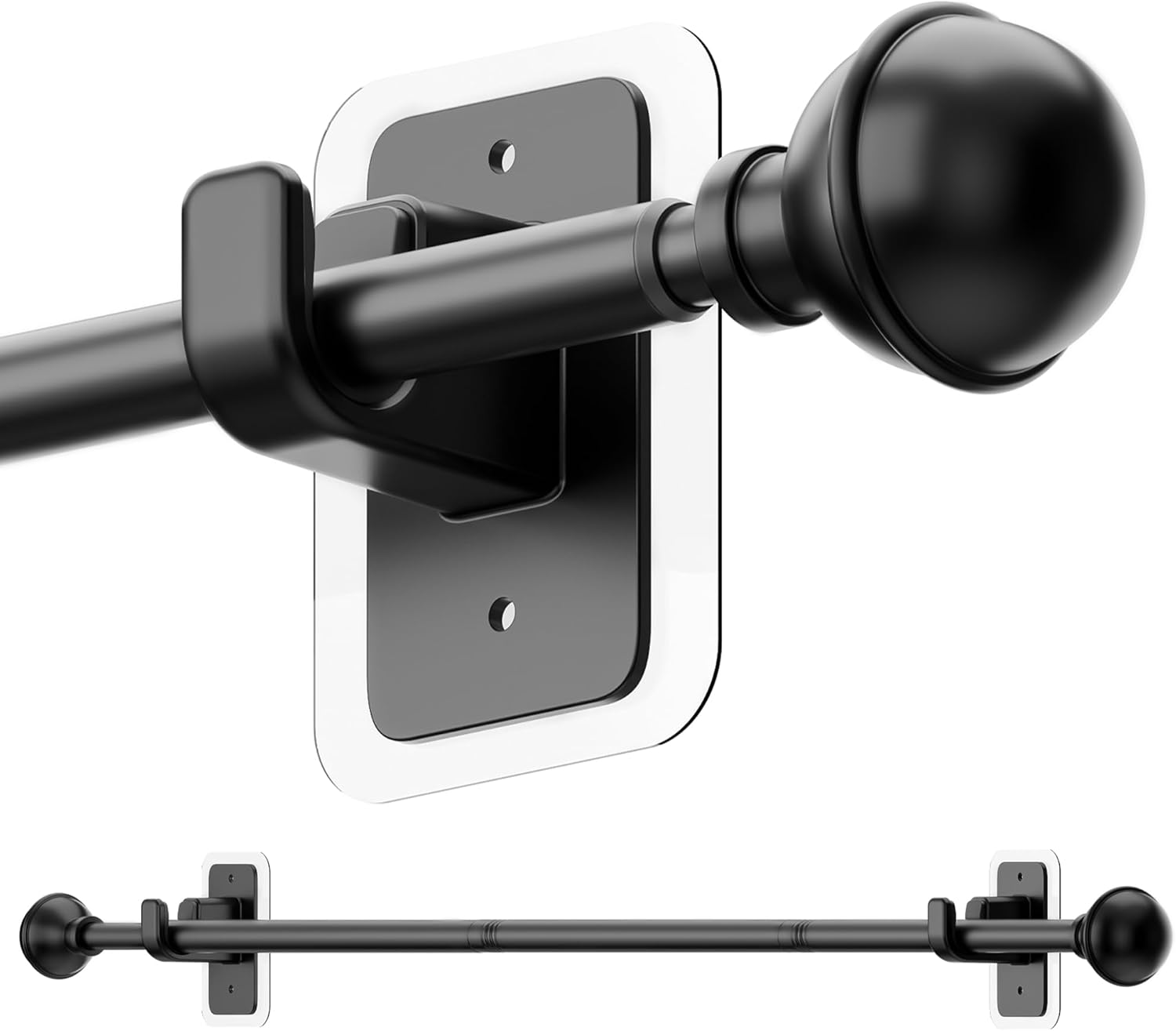 ENJOYBASICS Curtain Rods No Drilling for Renter, 28-47" Adjustable, Black