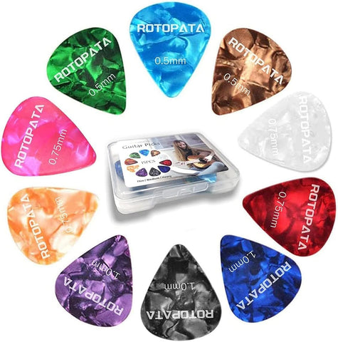 ROTOPATA 15 Pack Guitar Picks Variety Pack with Organizer Box