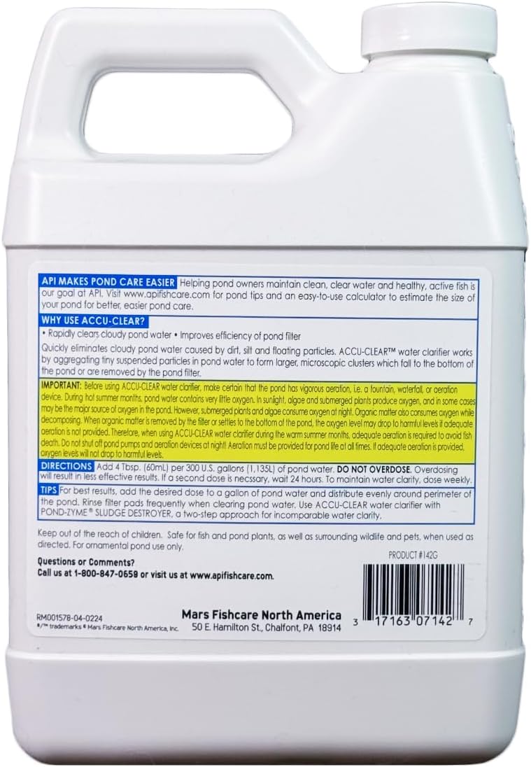 API Pond ACCU-Clear (32 fl oz) Water Clarifier - Improves Filter Efficiency