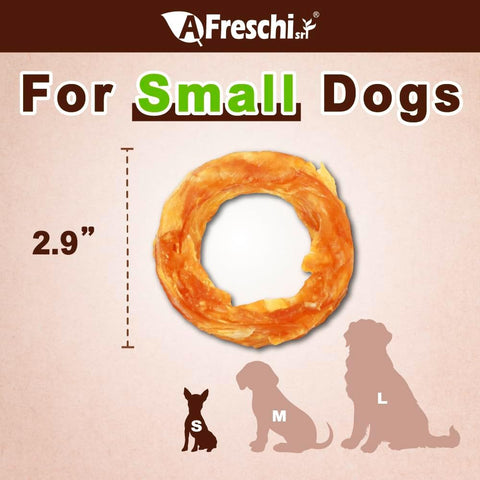 AFreschi Turkey Tendon Dog Treats for Small Dogs, Ring, 40 Count