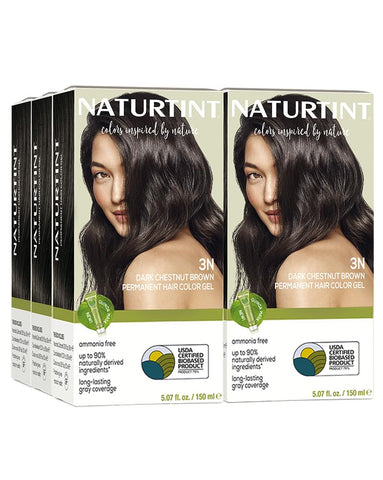 Naturtint 3N Dark Chestnut Brown Permanent Hair Color (Pack of 6), Ammonia Free, Vegan, Cruelty Free, up to 100% Gray Coverage, Long Lasting Results (Packaging may vary)
