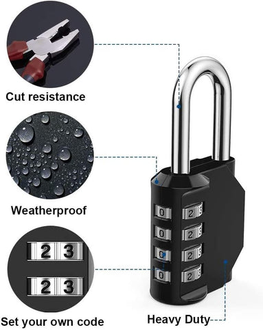 Combination Lock Resettable 4 Digit Padlock with Combination, AIHYTU Waterproof and Heavy Duty Combination Padlock Outdoor for School Gym Locker, Fence Gate, Toolbox, Employee Hasp Locker – 2 Pack