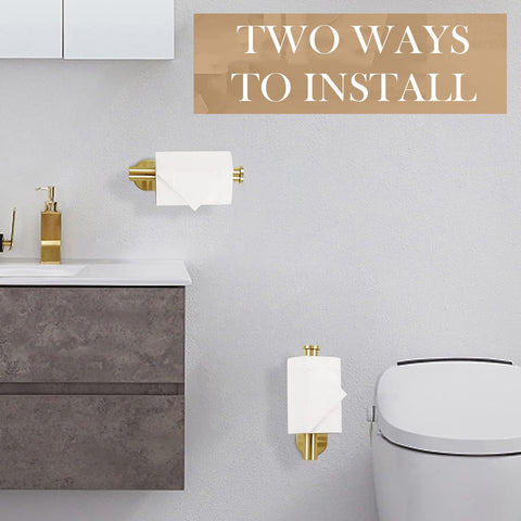 JOPOFI Self Adhesive Toilet Paper Holder - Brushed Gold（2 Pcs）