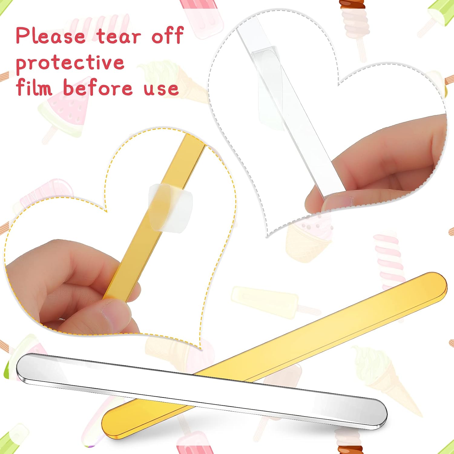 30 Pcs Reusable Acrylic Cakesicle Sticks, 6 Inches, Gold, Silver