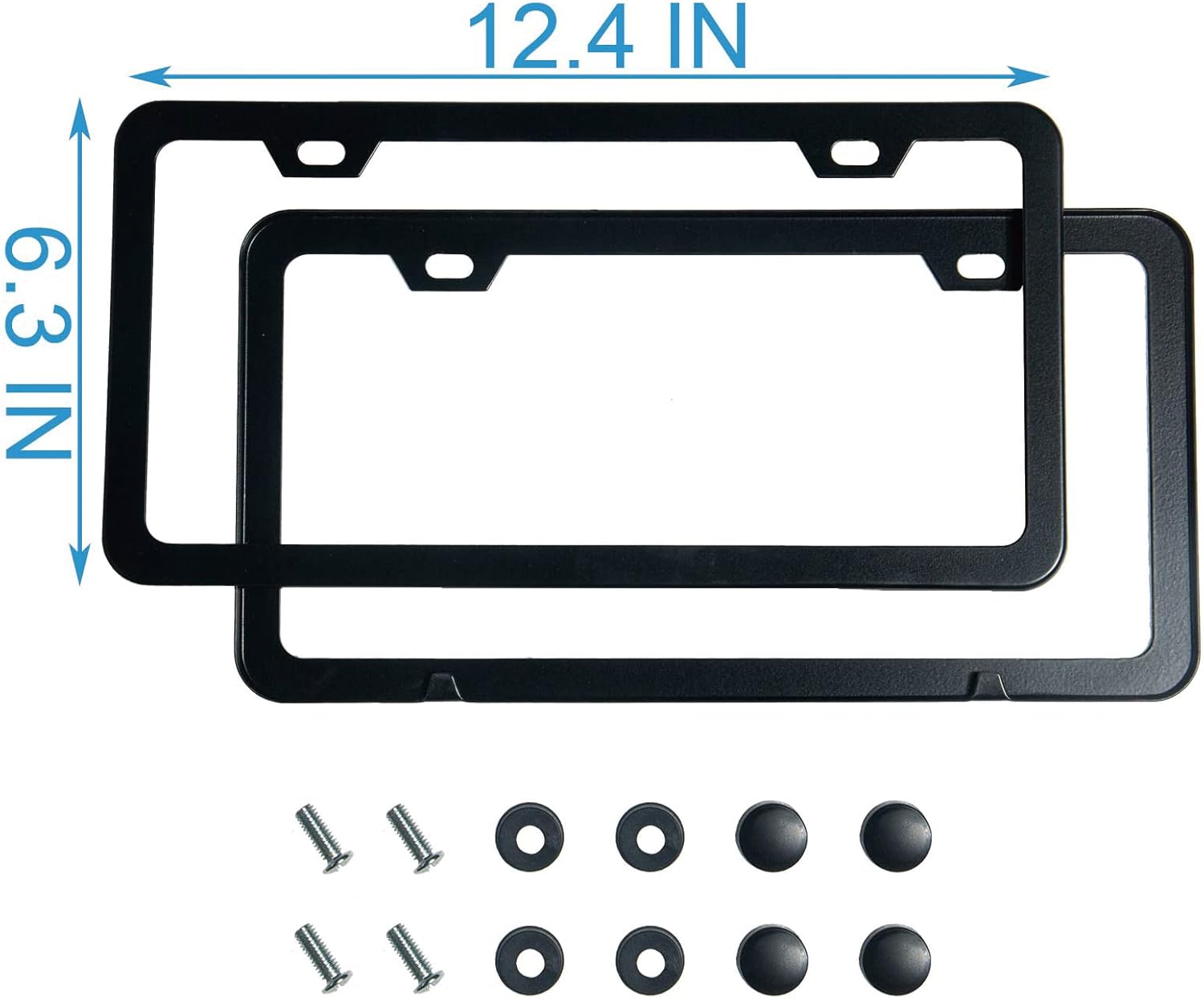 2PCS Premium Matte Black License Plate Frames, Solid Rust-Proof Aluminum Holder with 2 Holes, Universal Car Frame for Women and Man, Including Screws, by Lengnoyp.