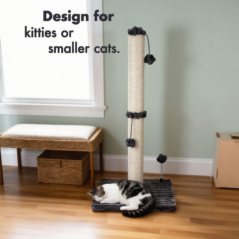 MECOOL 34“ Tall Cat Scratching Post Premium Basics Kitten Scratcher Sisal Scratch Posts Trees with Hanging Ball for Indoor Cats (34 inches for Adult Cats, Charcoal Gray)