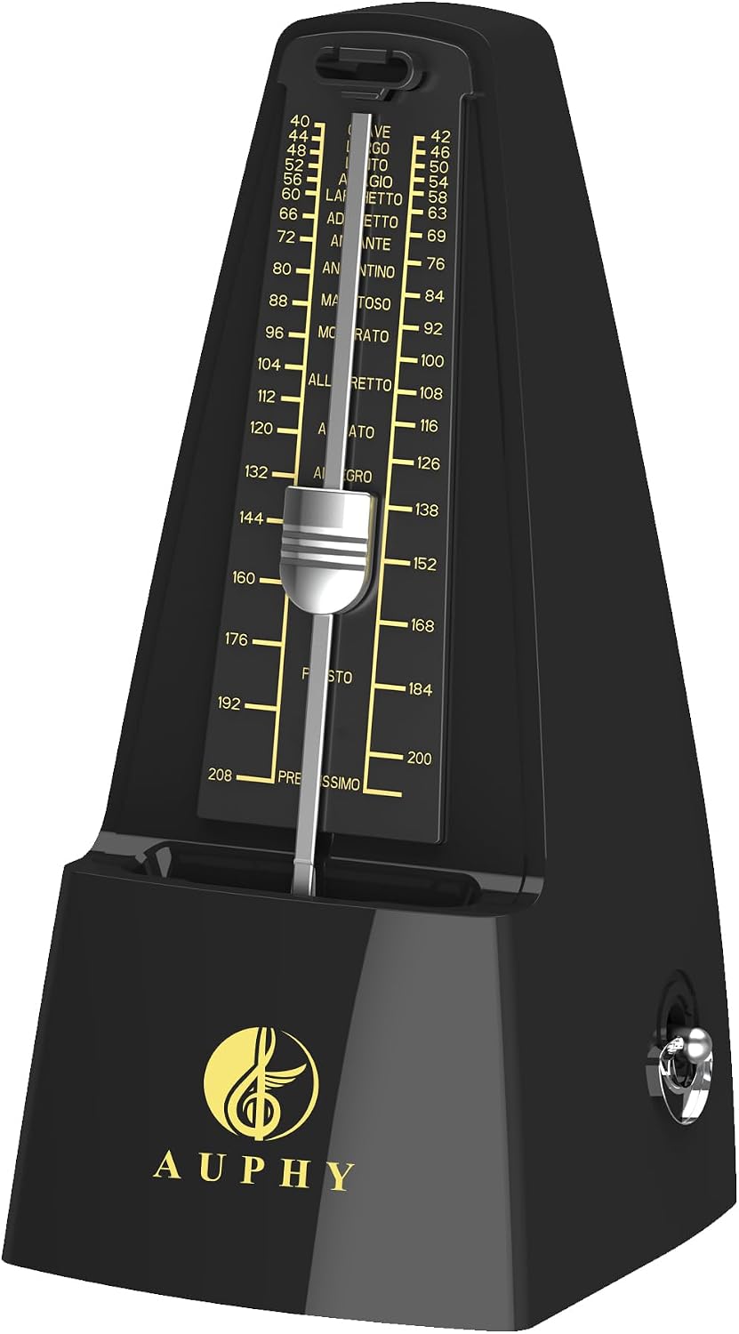 M350 AUPHY Mechanical Metronome with Accent Bell, Classic Shape, Accurate Beat, Multiple Beat Modes, Suitable for Piano Guitar Drums Violin Saxophone etc