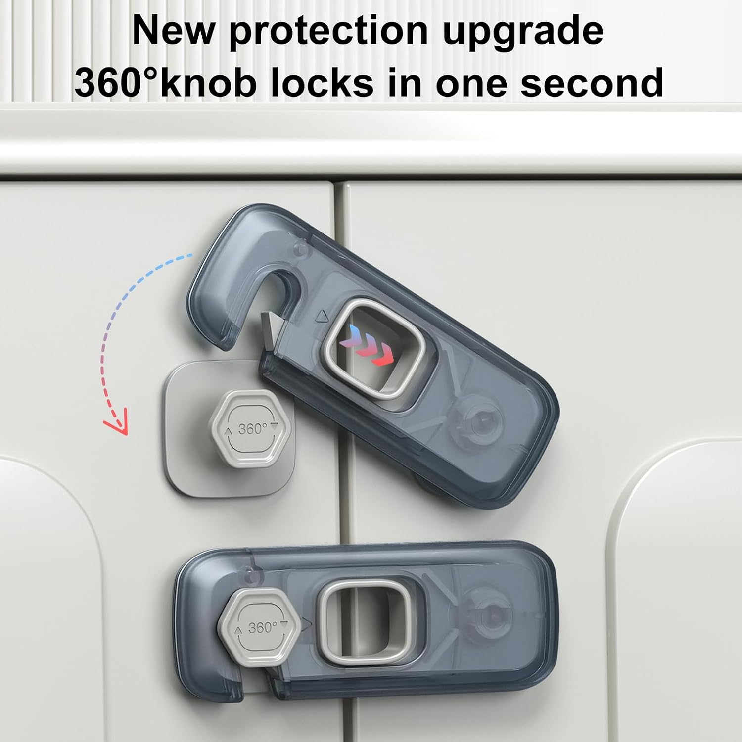 5 Pack Child Proof Refrigerator Lock, QYESWHSR Fridge Locks for Kids with Sticky Adhesive Pads, Child Safety Locks for Doors, RV Refrigerator, Oven Lock Child Safety Baby Cabinet Locks - Clear Updated