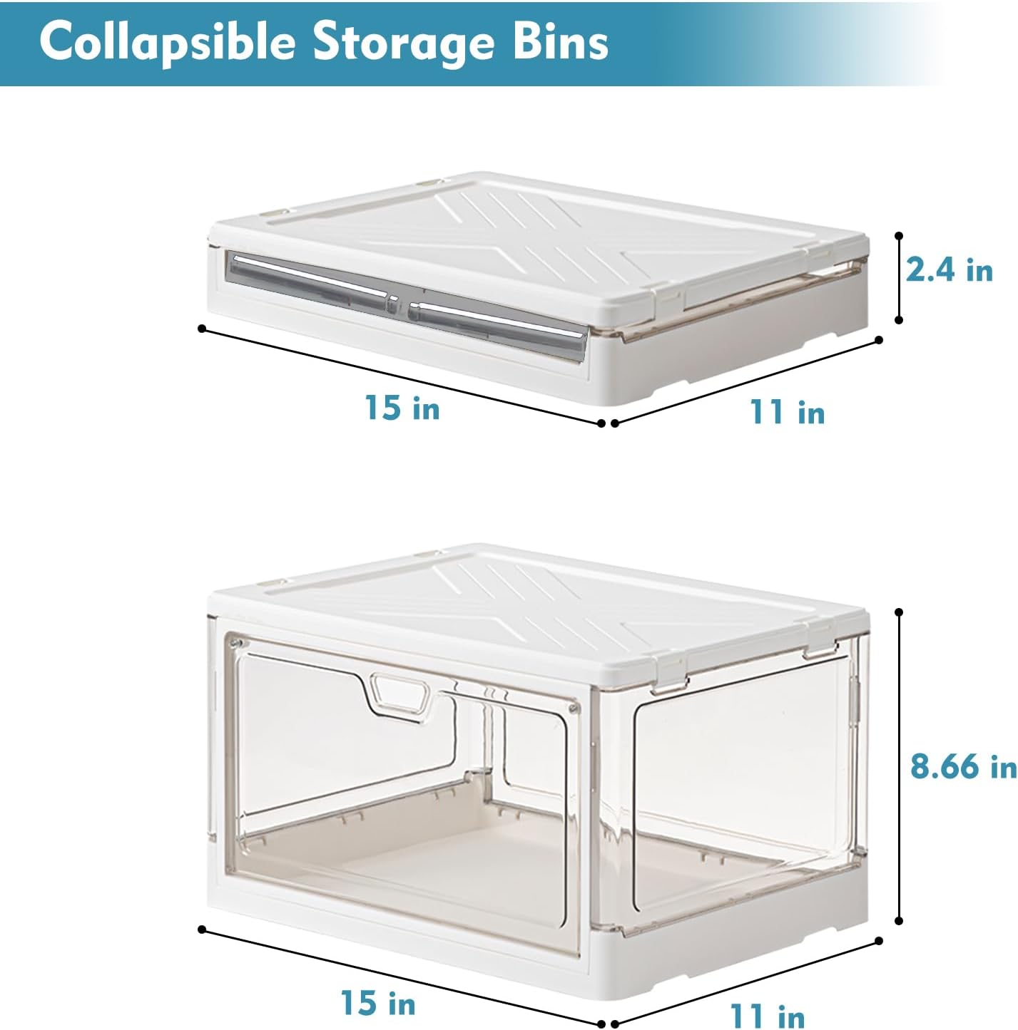 Kmiectse Clear Storage Bins with Lids 3 Pack 【Stackable & Sturdy】